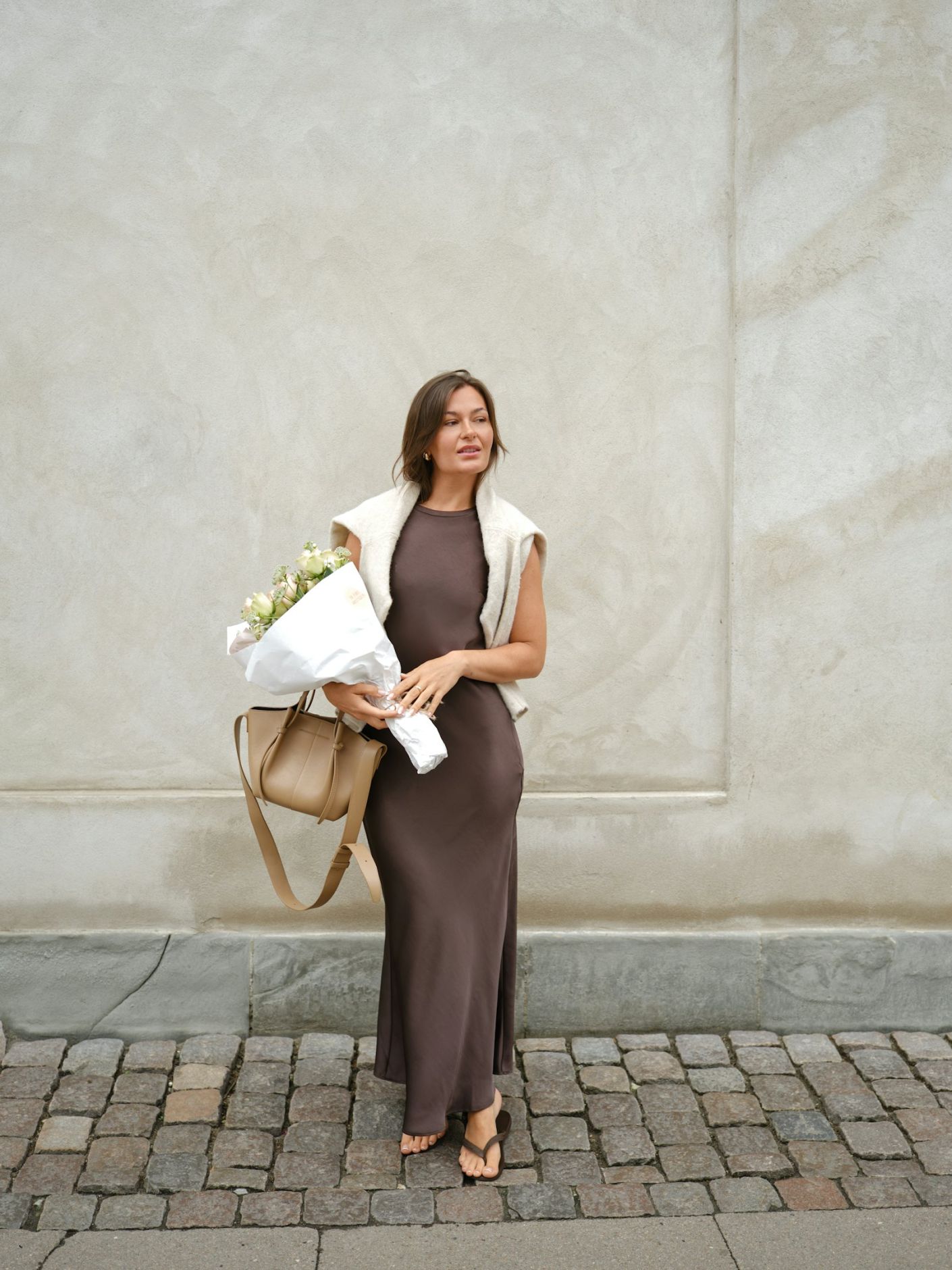 NEO NOIR CELINE HEAVY SATEEN DRESS - BROWN