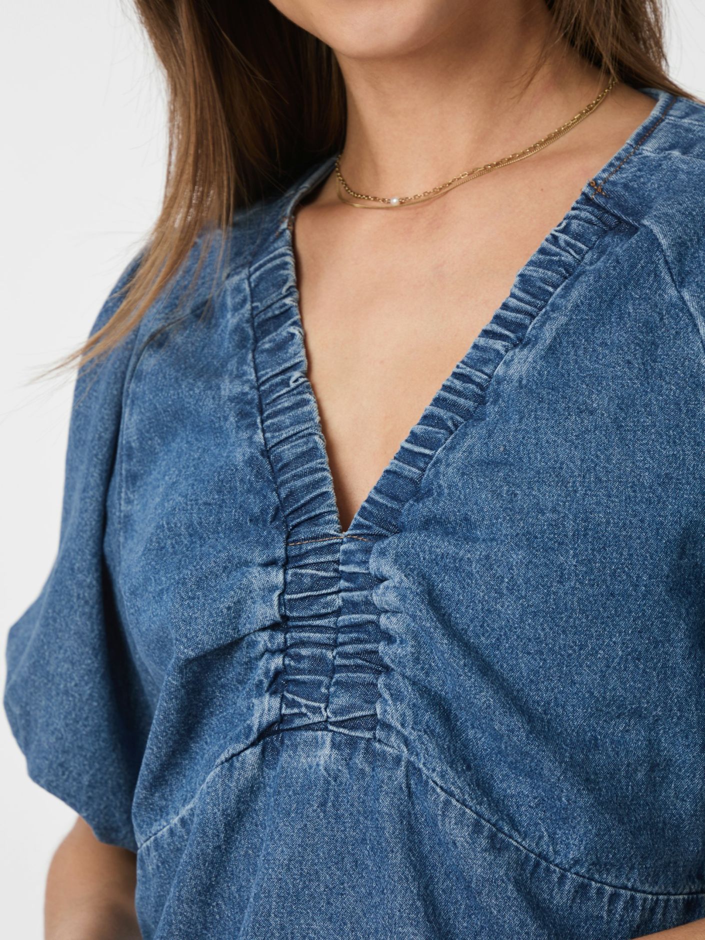 NEO NOIR IRINA DENIM BLOUSE - BLUE