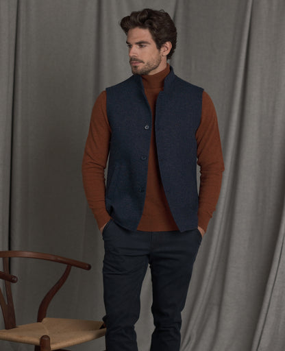 MAGEE CAVAN TWEED GILET - NAVY