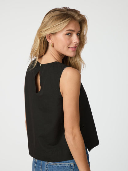 NEO NOIR SVETLANA LINEN TOP -BLACK