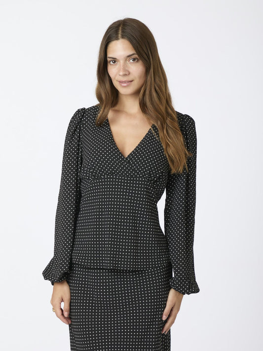 NEO NOIR JANE DOT BLOUSE - BLACK