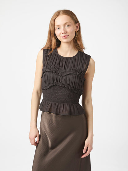 NEO NOIR TIRIL S VOILE TOP - BROWN