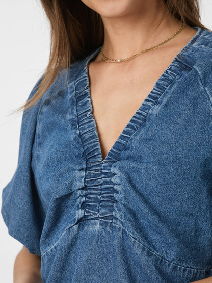 NEO NOIR IRINA DENIM BLOUSE - BLUE
