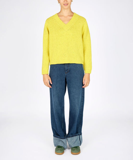 IRELANDS EYE KAYLA V-NECK - BUTTERCUP