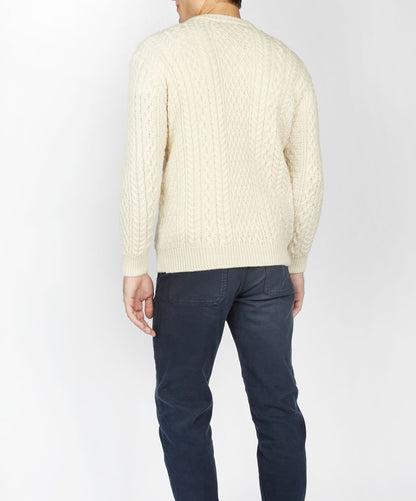 IRELANDS EYE CUILEANN ARAN CREW SWEATER - NATURAL