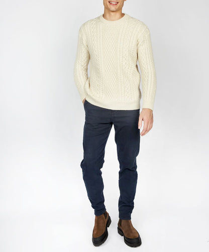 IRELANDS EYE CUILEANN ARAN CREW SWEATER - NATURAL