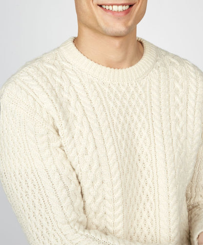 IRELANDS EYE CUILEANN ARAN CREW SWEATER - NATURAL